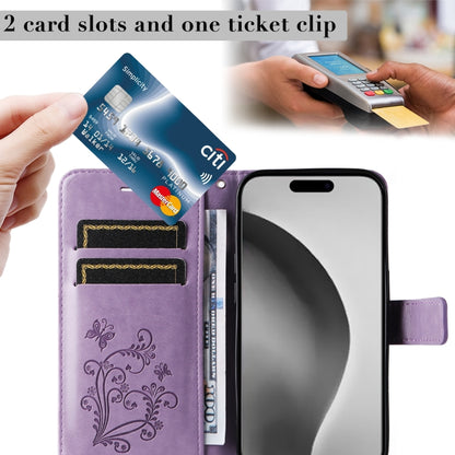 For iPhone 16 Pro Max 3D Butterfly Embossed Pattern Flip Leather Phone Case(Purple) by buy2fix