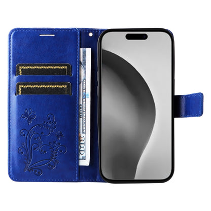 For iPhone 16 Pro Max 3D Butterfly Embossed Pattern Flip Leather Phone Case(Blue) by buy2fix