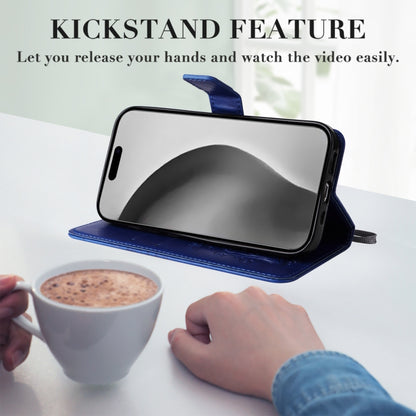 For iPhone 16 Pro Max 3D Butterfly Embossed Pattern Flip Leather Phone Case(Blue) by buy2fix