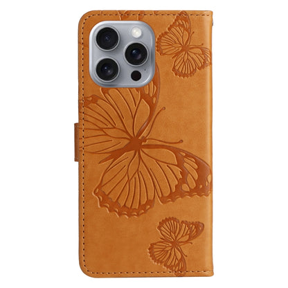 For iPhone 16 Pro Max 3D Butterfly Embossed Pattern Flip Leather Phone Case(Yellow) by buy2fix