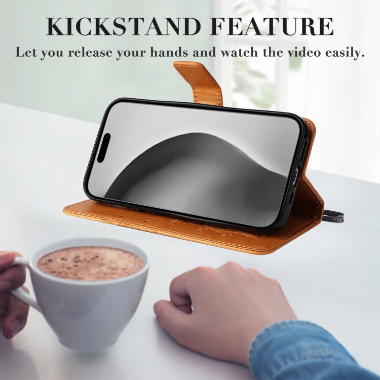 For iPhone 16 Pro Max 3D Butterfly Embossed Pattern Flip Leather Phone Case(Yellow) by buy2fix