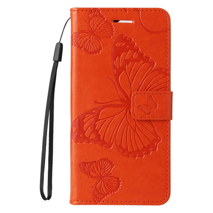 For iPhone 16 Pro Max 3D Butterfly Embossed Pattern Flip Leather Phone Case(Orange) by buy2fix