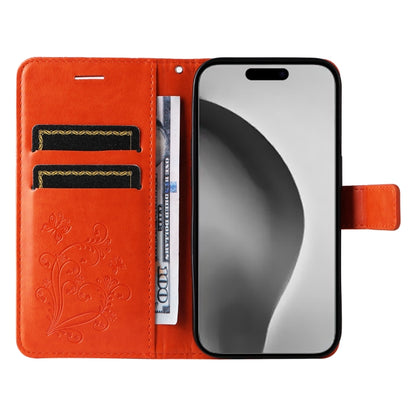 For iPhone 16 Pro Max 3D Butterfly Embossed Pattern Flip Leather Phone Case(Orange) by buy2fix