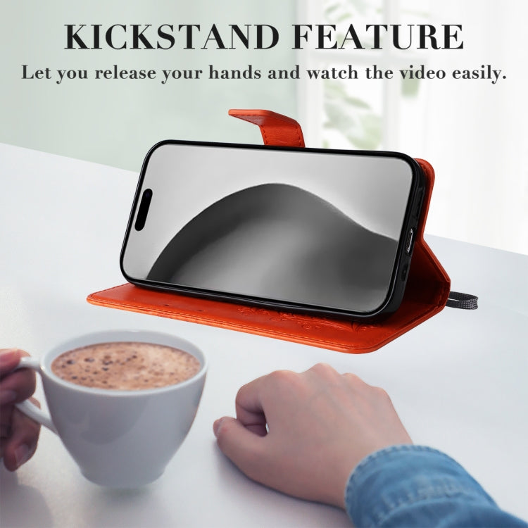 For iPhone 16 Pro Max 3D Butterfly Embossed Pattern Flip Leather Phone Case(Orange) by buy2fix