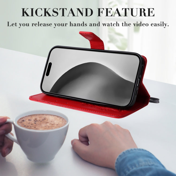 For iPhone 16 Pro Max 3D Butterfly Embossed Pattern Flip Leather Phone Case(Red) by buy2fix