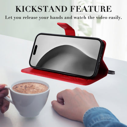 For iPhone 16 Pro Max 3D Butterfly Embossed Pattern Flip Leather Phone Case(Red) by buy2fix