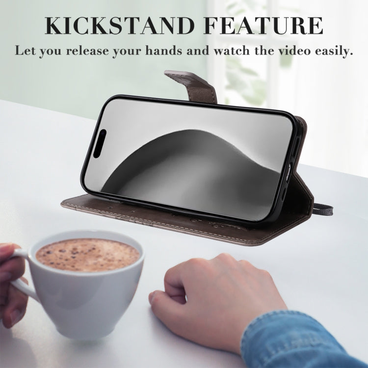 For iPhone 16 Pro Max 3D Butterfly Embossed Pattern Flip Leather Phone Case(Grey) by buy2fix