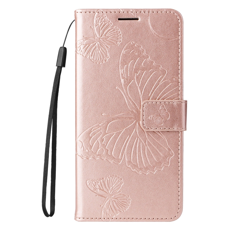 For iPhone 16 Pro Max 3D Butterfly Embossed Pattern Flip Leather Phone Case(Rose Gold) by buy2fix
