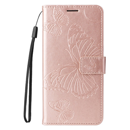 For iPhone 16 Pro Max 3D Butterfly Embossed Pattern Flip Leather Phone Case(Rose Gold) by buy2fix