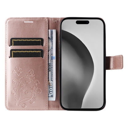 For iPhone 16 Pro Max 3D Butterfly Embossed Pattern Flip Leather Phone Case(Rose Gold) by buy2fix