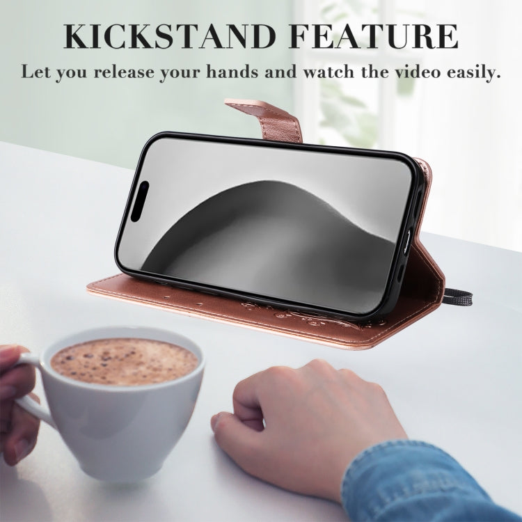 For iPhone 16 Pro Max 3D Butterfly Embossed Pattern Flip Leather Phone Case(Rose Gold) by buy2fix