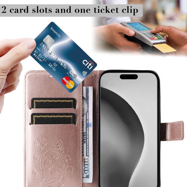 For iPhone 16 Pro Max 3D Butterfly Embossed Pattern Flip Leather Phone Case(Rose Gold) by buy2fix