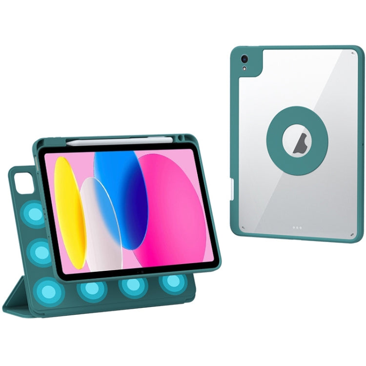 For iPad 2025 / 2022 Rotatable Magnetic Detachable Leather Tablet Case with Pen Slot(Dark Green) - iPad 2025 / 2022 Cases by buy2fix | Online Shopping UK | buy2fix