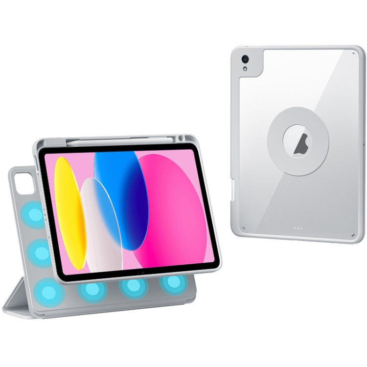 For iPad 2025 / 2022 Rotatable Magnetic Detachable Leather Tablet Case with Pen Slot(Silver Grey) - iPad 2025 / 2022 Cases by buy2fix | Online Shopping UK | buy2fix