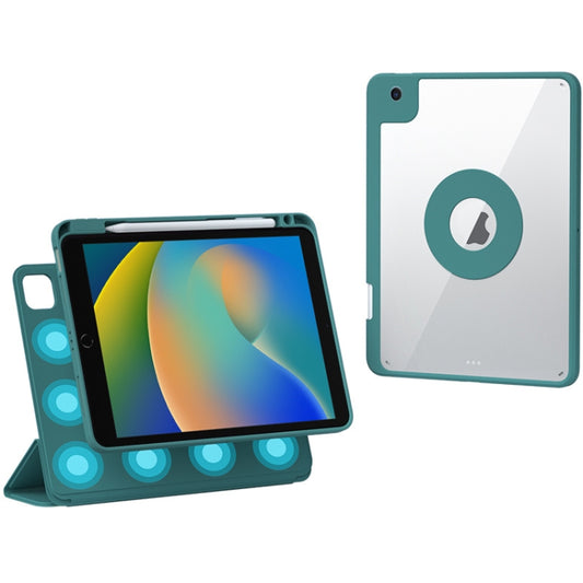 For iPad 10.2 2021 / Air 10.5 Rotatable Magnetic Detachable Leather Tablet Case with Pen Slot(Dark Green) - iPad 10.2 Cases by buy2fix | Online Shopping UK | buy2fix