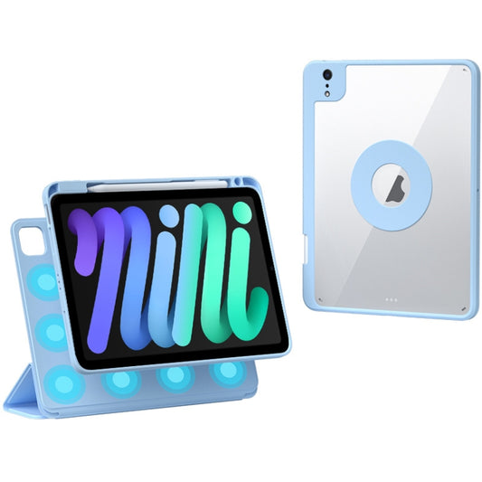 For iPad mini 6 / mini 2024 Rotatable Magnetic Detachable Leather Tablet Case with Pen Slot(Blue) - iPad mini 6 Cases by buy2fix | Online Shopping UK | buy2fix