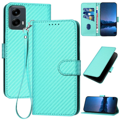 For Motorola Moto G 5G 2024 YX0070 Carbon Fiber Buckle Leather Phone Case with Lanyard(Light Blue) by buy2fix