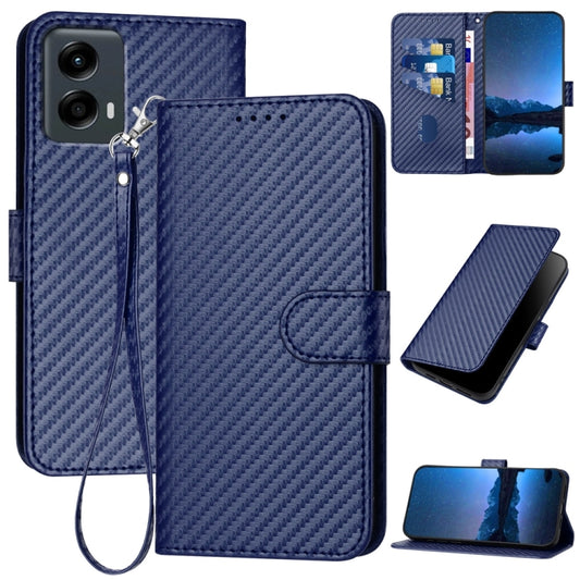 For Motorola Moto G 5G 2024 YX0070 Carbon Fiber Buckle Leather Phone Case with Lanyard(Royal Blue) by buy2fix