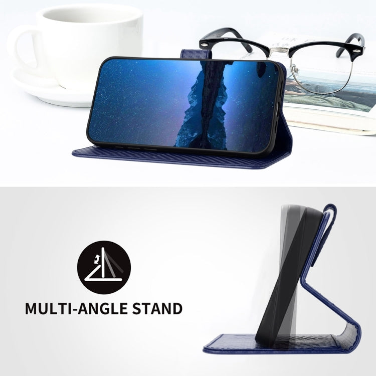 For Motorola Moto G 5G 2024 YX0070 Carbon Fiber Buckle Leather Phone Case with Lanyard(Royal Blue) by buy2fix