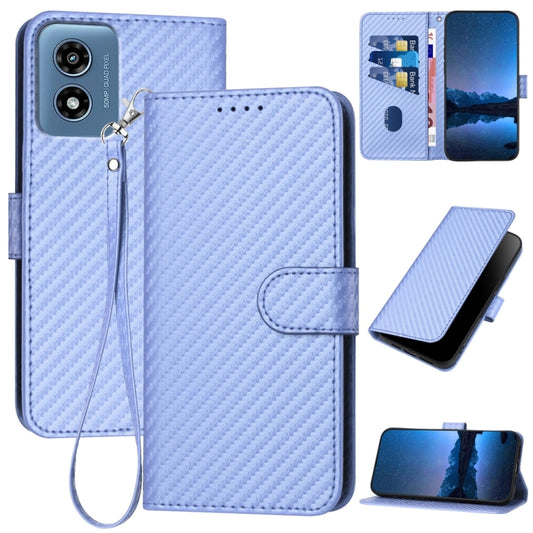 For Motorola Moto G Play 4G 2024 YX0070 Carbon Fiber Buckle Leather Phone Case with Lanyard(Light Purple) by buy2fix