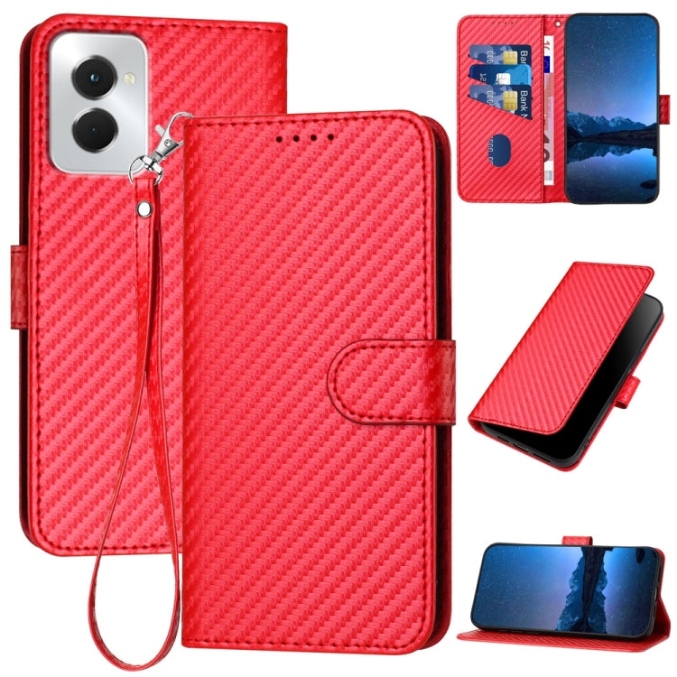 For Motorola Moto G Power 5G 2024 YX0070 Carbon Fiber Buckle Leather Phone Case with Lanyard(Red) by buy2fix