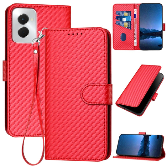 For Motorola Moto G Power 5G 2024 YX0070 Carbon Fiber Buckle Leather Phone Case with Lanyard(Red) by buy2fix