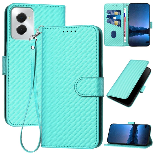 For Motorola Moto G Power 5G 2024 YX0070 Carbon Fiber Buckle Leather Phone Case with Lanyard(Light Blue) by buy2fix