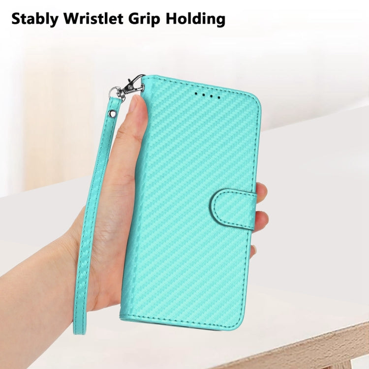 For Motorola Moto G Power 5G 2024 YX0070 Carbon Fiber Buckle Leather Phone Case with Lanyard(Light Blue) by buy2fix