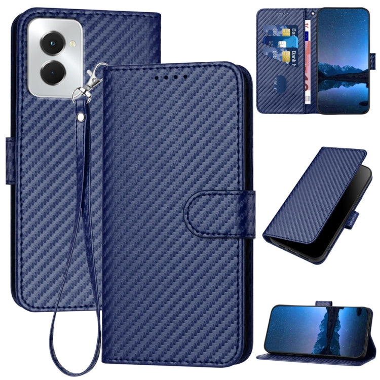 For Motorola Moto G Power 5G 2024 YX0070 Carbon Fiber Buckle Leather Phone Case with Lanyard(Royal Blue) by buy2fix
