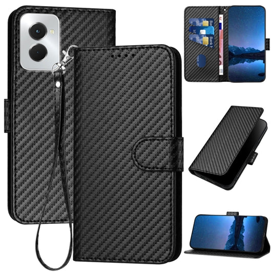 For Motorola Moto G Power 5G 2024 YX0070 Carbon Fiber Buckle Leather Phone Case with Lanyard(Black) by buy2fix