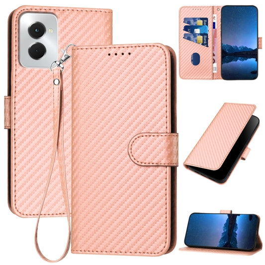 For Motorola Moto G Power 5G 2024 YX0070 Carbon Fiber Buckle Leather Phone Case with Lanyard(Pink) by buy2fix