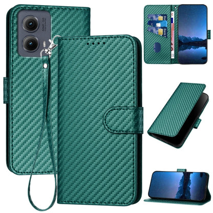 For Motorola Edge 5G 2024 YX0070 Carbon Fiber Buckle Leather Phone Case with Lanyard(Dark Green) by buy2fix