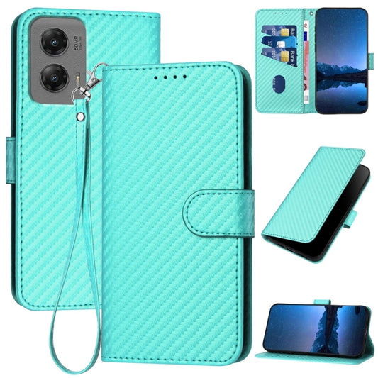For Motorola Moto G Stylus 5G 2024 YX0070 Carbon Fiber Buckle Leather Phone Case with Lanyard(Light Blue) by buy2fix