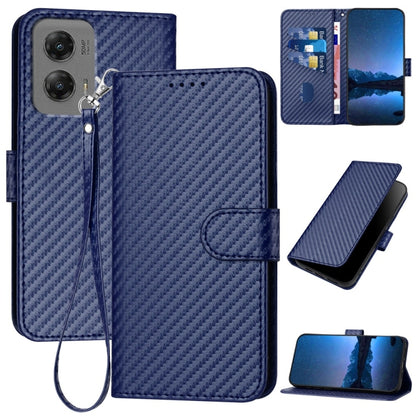 For Motorola Moto G Stylus 5G 2024 YX0070 Carbon Fiber Buckle Leather Phone Case with Lanyard(Royal Blue) by buy2fix