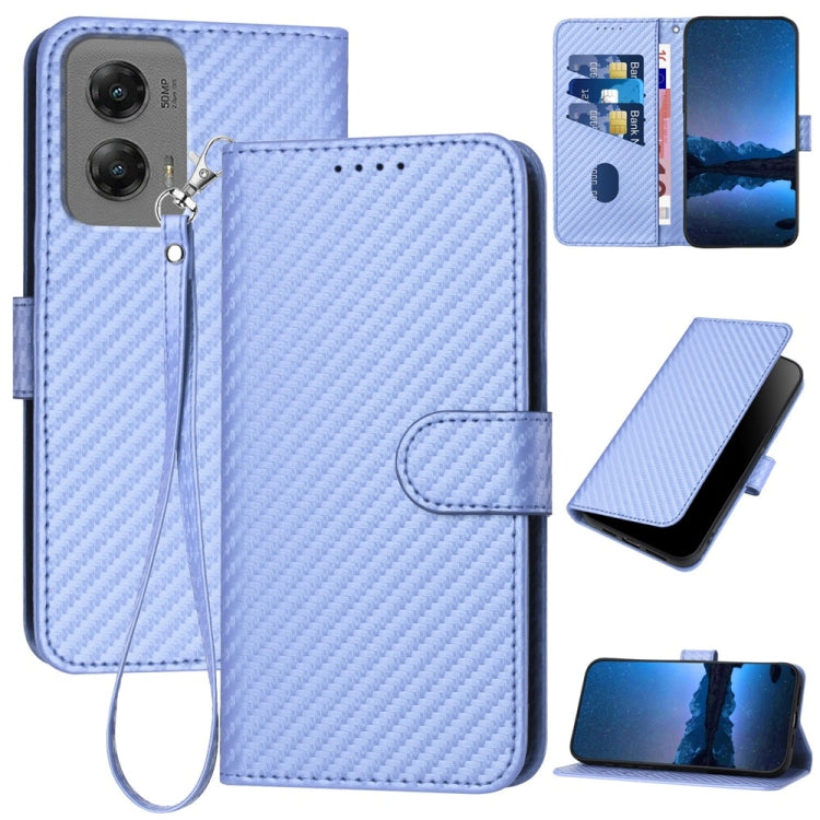 For Motorola Moto G Stylus 5G 2024 YX0070 Carbon Fiber Buckle Leather Phone Case with Lanyard(Light Purple) by buy2fix