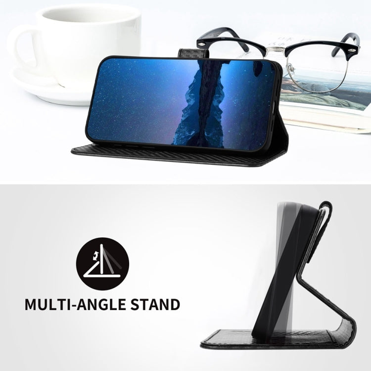 For Motorola Moto G Stylus 5G 2024 YX0070 Carbon Fiber Buckle Leather Phone Case with Lanyard(Black) by buy2fix