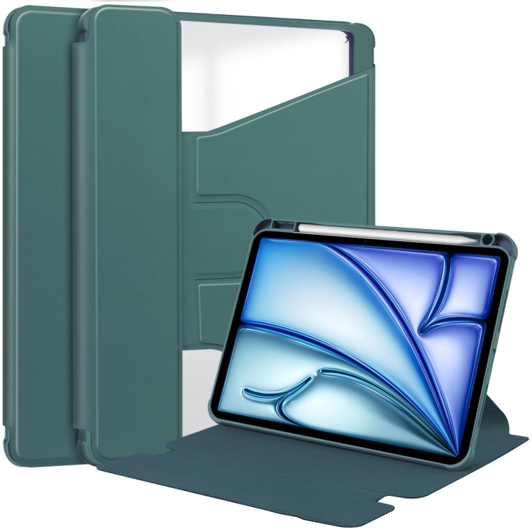 For iPad Air 13 2025 / 2024 Transparent Rotation Smart Leather Tablet Case(Dark Green) - iPad Air 13 2025 / 2024 Cases by buy2fix | Online Shopping UK | buy2fix