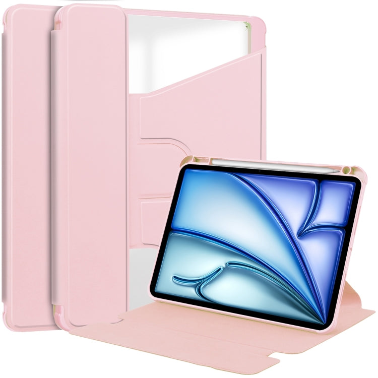 For iPad Air 13 2025 / 2024 Transparent Rotation Smart Leather Tablet Case(Pink) - iPad Air 13 2025 / 2024 Cases by buy2fix | Online Shopping UK | buy2fix
