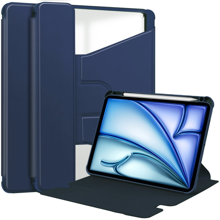 For iPad Air 13 2025 / 2024 Transparent Rotation Smart Leather Tablet Case(Dark Blue) - iPad Air 13 2025 / 2024 Cases by buy2fix | Online Shopping UK | buy2fix