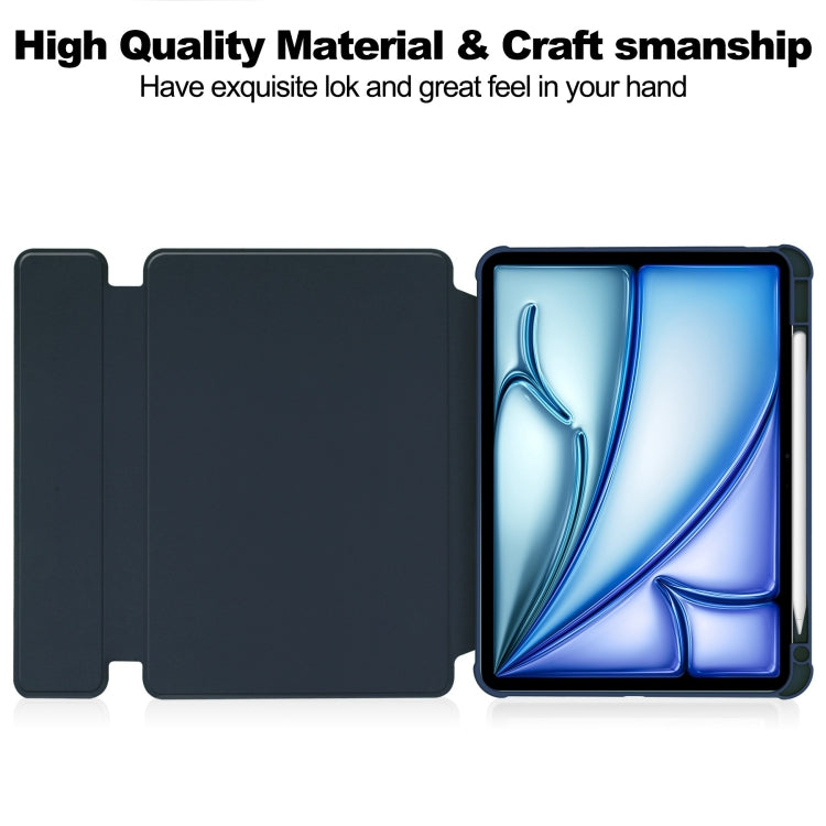 For iPad Air 13 2025 / 2024 Transparent Rotation Smart Leather Tablet Case(Dark Blue) - iPad Air 13 2025 / 2024 Cases by buy2fix | Online Shopping UK | buy2fix