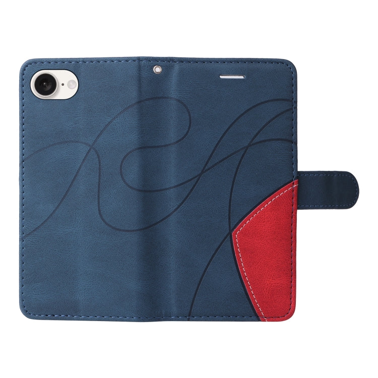 For iPhone 16e Dual-color Splicing Flip Leather Phone Case(Blue) by buy2fix