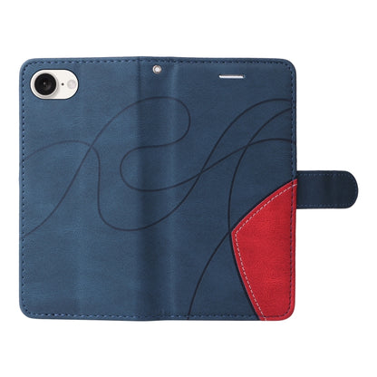 For iPhone 16e Dual-color Splicing Flip Leather Phone Case(Blue) by buy2fix