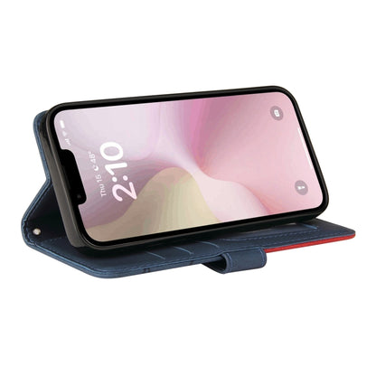 For iPhone 16e Dual-color Splicing Flip Leather Phone Case(Blue) by buy2fix