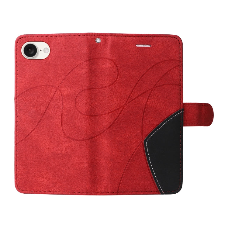 For iPhone 16e Dual-color Splicing Flip Leather Phone Case(Red) by buy2fix