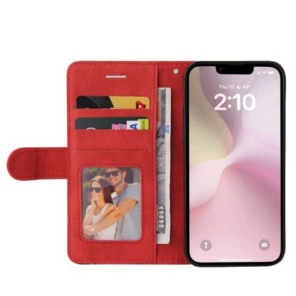 For iPhone 16e Dual-color Splicing Flip Leather Phone Case(Red) by buy2fix