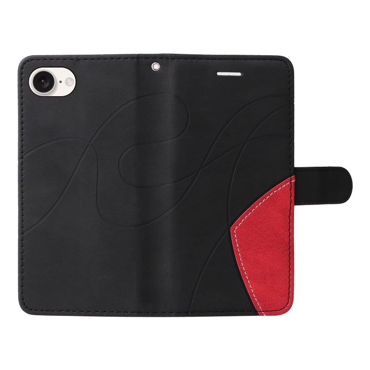 For iPhone 16e Dual-color Splicing Flip Leather Phone Case(Black) by buy2fix