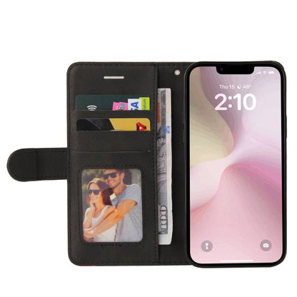 For iPhone 16e Dual-color Splicing Flip Leather Phone Case(Black) by buy2fix