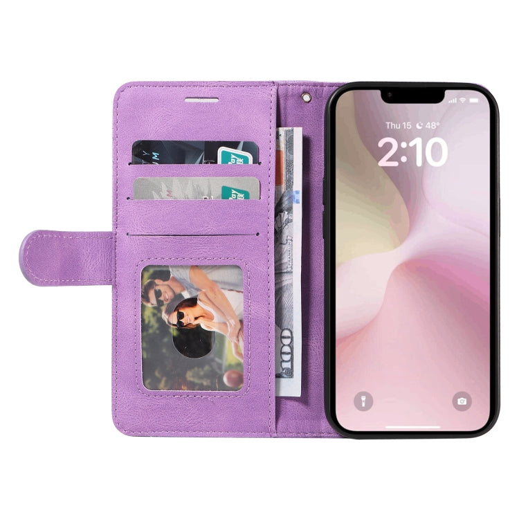 For iPhone 16e Dual-color Splicing Flip Leather Phone Case(Purple) by buy2fix
