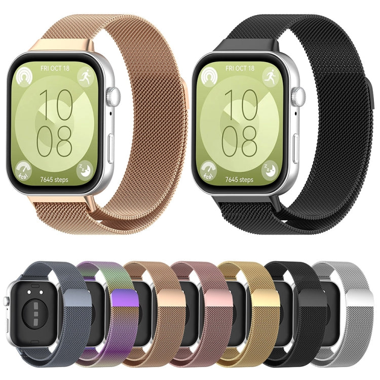 For Huawei Watch Fit3 Milanese Metal Watch Band(Rose Gold) by buy2fix
