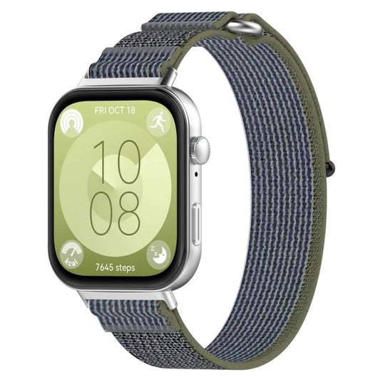For Huawei Watch Fit3 Loop Nylon Watch Band(Green Grey) by buy2fix